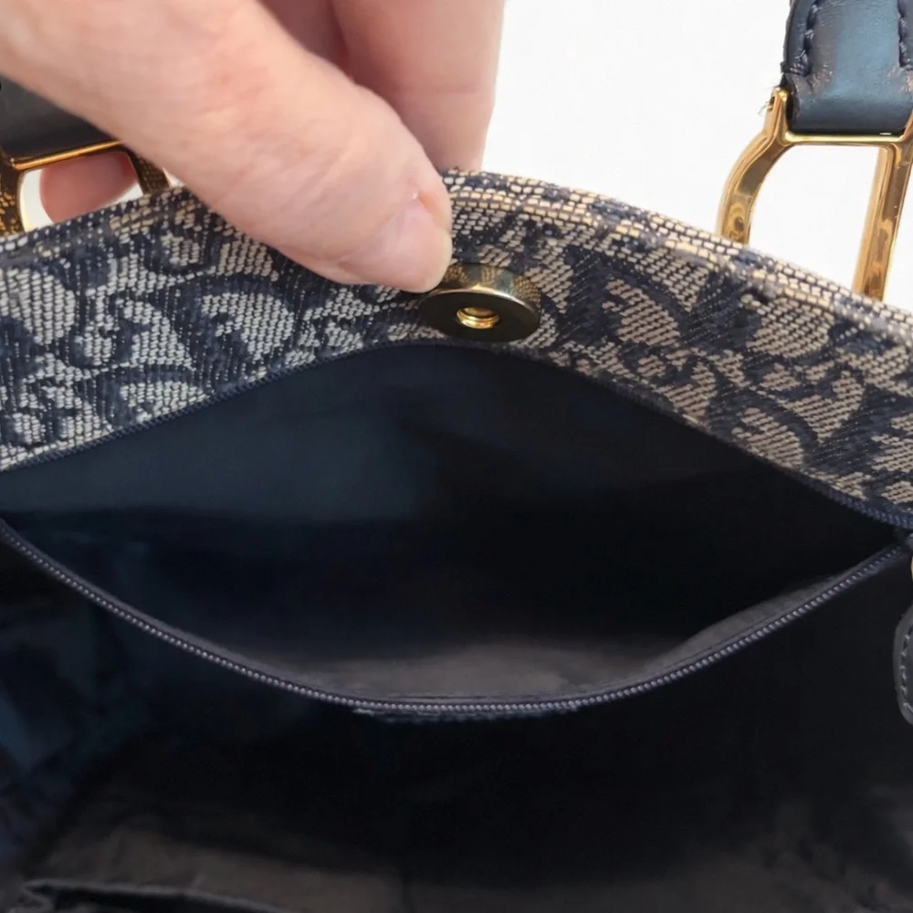 Dior • Diorissimo Trotter Canvas Tote in Navy/Navy Leather